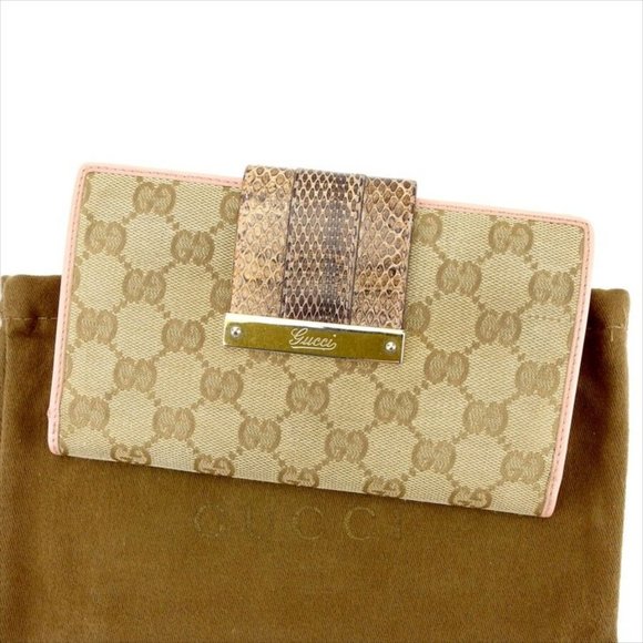 Gucci Wallet Purse Long Wallet GG Beige Pink Woman Authentic Used T4193 - Picture 1 of 6